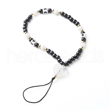 Opaque Acrylic Beads Mobile Straps HJEW-JM00528-1
