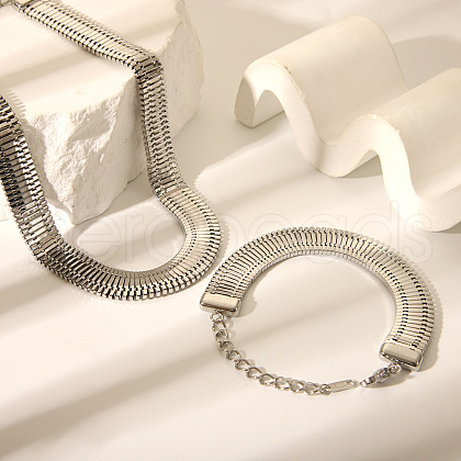Stainless Steel Chain Bracelets & Necklaces Sets for Women QZ7044-1-1