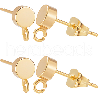 Beebeecraft 20Pcs Flat Round Brass Stud Earring Findings KK-BBC0013-96B-1