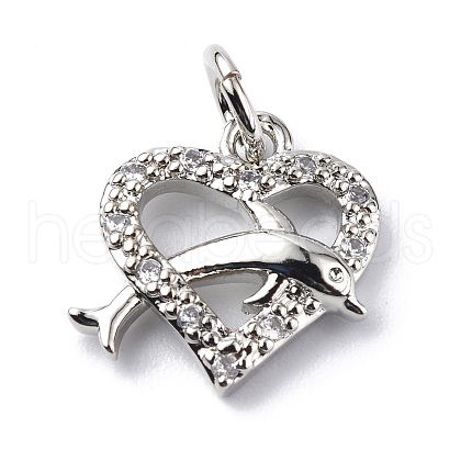 Brass Micro Pave Cubic Zirconia Charms ZIRC-F131-15P-1