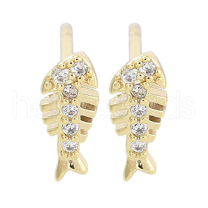 Brass Pave Clear Cubic Zirconia Stud Earring EJEW-S217-G05-1