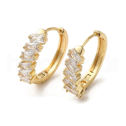 Brass Micro Pave Cubic Zirconia Hoop Earrings EJEW-C073-06A-G-1