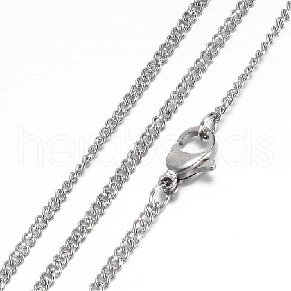 Tarnish Resistant 304 Stainless Steel Curb Chain Necklaces STAS-G083-25P-1