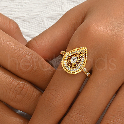 Brass Pave Cubic Zirconia Finger Rings for Women BN9487-7-1
