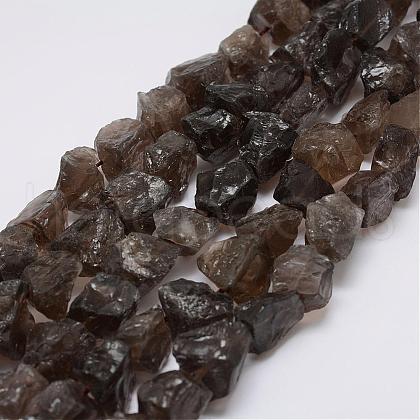 Raw Rough Natural Smoky Quartz Beads Strands G-E343-07-1