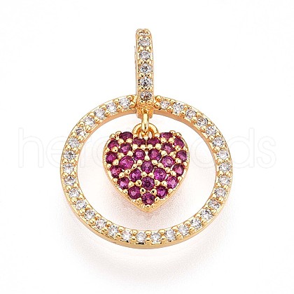 Brass Micro Pave Cubic Zirconia Pendants KK-N261-23B-G-1