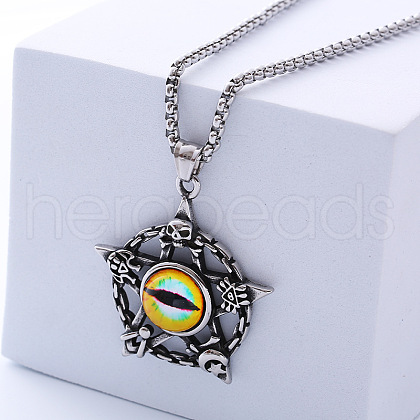 Punk Retro Men's Evil Eye Pentagram Pendant Necklaces ZH8804-1