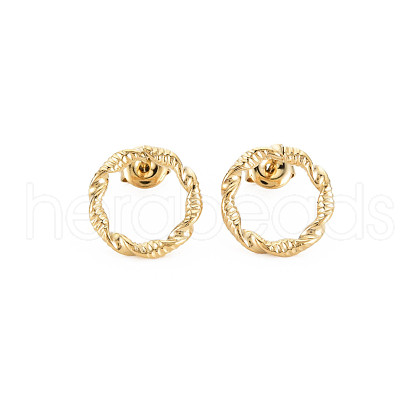Ion Plating(IP) 304 Stainless Steel Hollow Ring Stud Earrings for Woman EJEW-N097-003LG-1