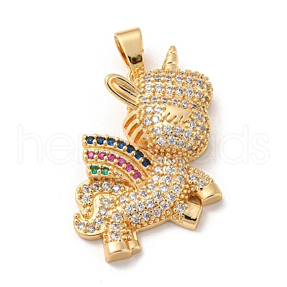 Brass Micro Pave Cubic Zirconia Pendants KK-P250-41G-1