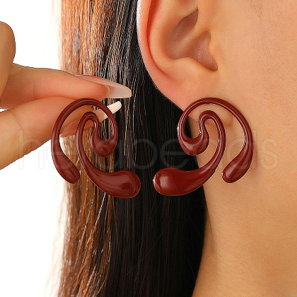 Spray Printed Alloy Stud Earrings WG1C64B-10-1