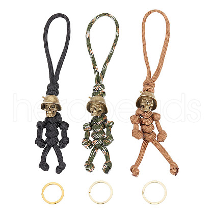 HOBBIESAY 3Pcs 3 Colors Polypropylene Braided Corn Knot Keychain KEYC-HY0001-26-1