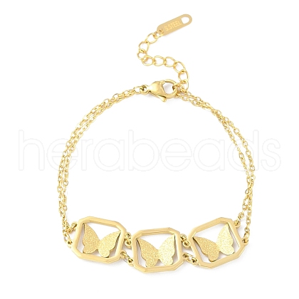 Ion Plating(IP) Golden 304 Stainless Steel Link Bracelets for Women BJEW-K254-17A-G-1