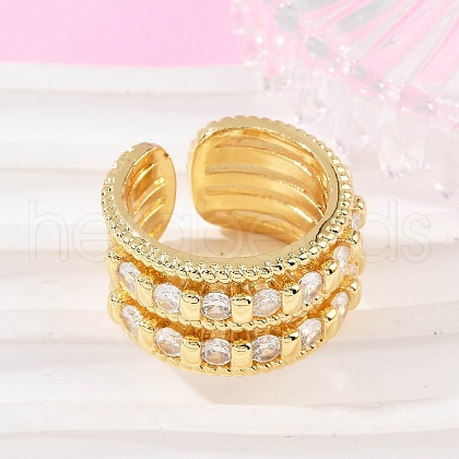 Brass Micro Pave Cubic Zirconia Cuff Rings RJEW-Q030-01B-G-1