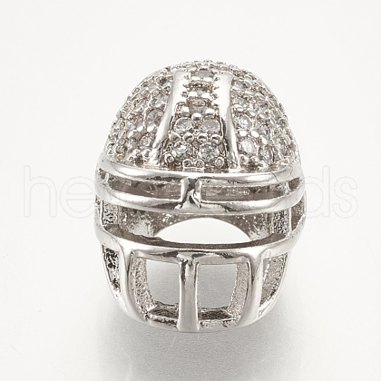 Brass Micro Pave Cubic Zirconia Football Helmet Beads ZIRC-S061-52P-1
