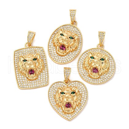 Brass Micro Pave Cubic Zirconia Pendants KK-U076-05G-1