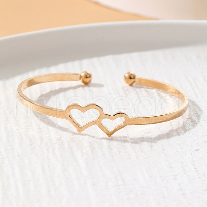 Double Heart Alloy Cuff Bangles for Women WG45AE5-15-1
