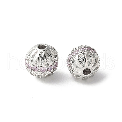 Brass Micro Pave Cubic Zirconia Beads KK-U067-06P-01-1