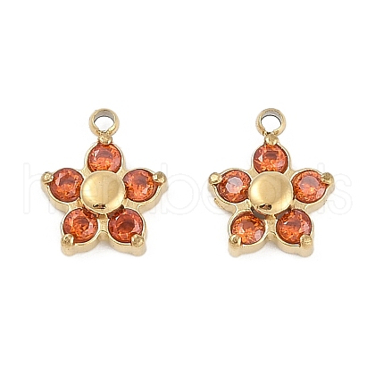304 Stainless Steel Micro Pave Cubic Zirconia Pendants STAS-I325-021G-1