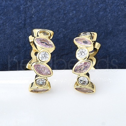 Brass Micro Pave Cubic Zirconia C-Shape Stud Earrings for Women EJEW-F363-01G-1