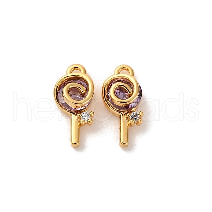 Brass Micro Pave Cubic Zirconia Pendants KK-K382-25G-01-1