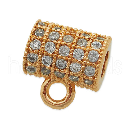 Brass Micro Pave Clear Cubic Zirconia Tube Bails KK-N241-LA825-3-NR-1