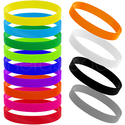 CREATCABIN 13Pcs 13 Colors Word Silicone Cord Bracelet Wristband BJEW-CN0001-02-1