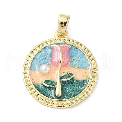Brass Enamel Pendants KK-D358-01F-G-1