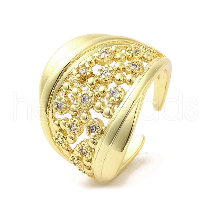 Rack Plating Brass Micro Pave Cubic Zirconia Finger Ring RJEW-C072-26G-1