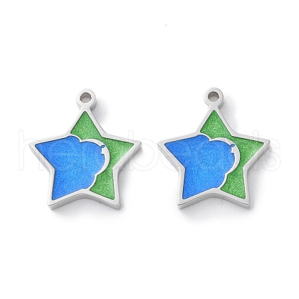 304 Stainless Steel Enamel Charms STAS-M102-20P-03-1