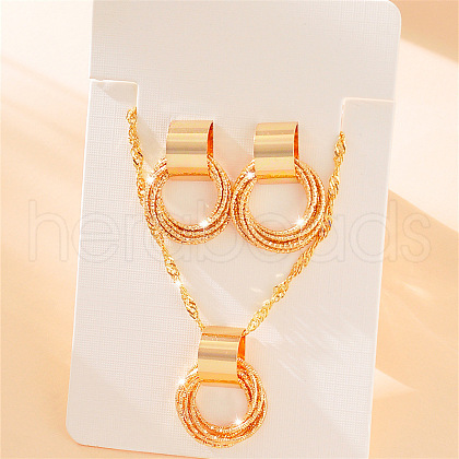 Ring Alloy Pendant Necklaces & Stud Earrings Sets FS-WG7C915-01-1