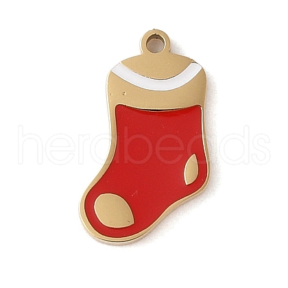 Christmas Theme Ion Plating(IP) 304 Stainless Steel Enamel Charms STAS-Z083-06G-05-1