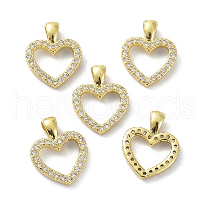 Brass Cubic Zirconia Pendants KK-B047-41G-1