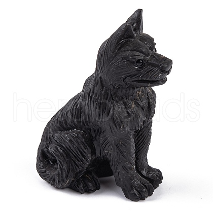 Natural Obsidian Wolf Figurines Statues for Home Office Desktop Feng Shui Ornament G-Q172-13A-1