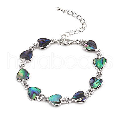 Colorful Abalone Shell Bracelet and Heart-shaped Love Bracelet ST8938894-1