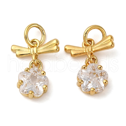Brass Micro Pave Cubic Zirconia Pendants KK-P308-49G-1