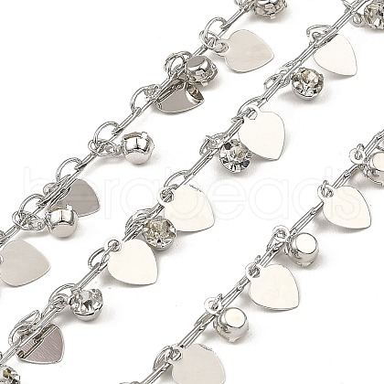 Rack Plating Brass Heart Link Chains CHC-A007-13P-1