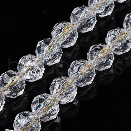 Transparent Crackle Glass Beads Strands GLAA-N051-02-1