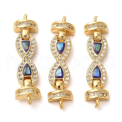 Rack Plating Brass Micro Pave Clear Cubic Zirconia Infinity Links Connector Charms KK-K385-103G-01-1
