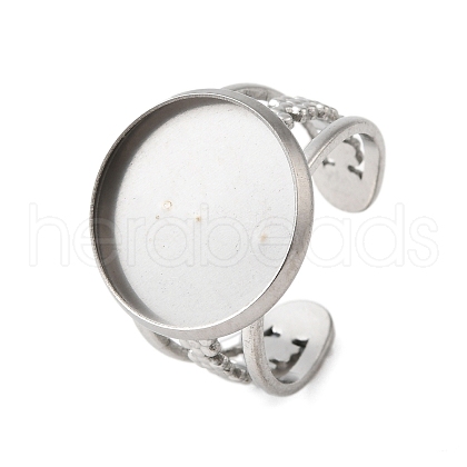 304 Stainless Steel Cuff Ring Components STAS-V012-01D-P-1