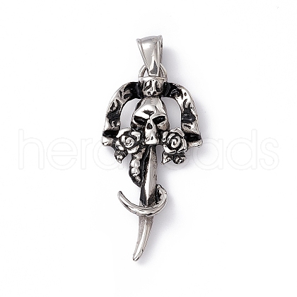 Tibetan Style 304 Stainless Steel Pendants STAS-H170-32AS-1
