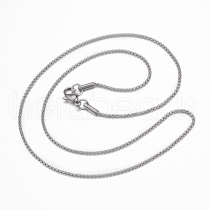Non-Tarnish 304 Stainless Steel Box Chain Necklace for Men Women NJEW-E087-03P-B-1