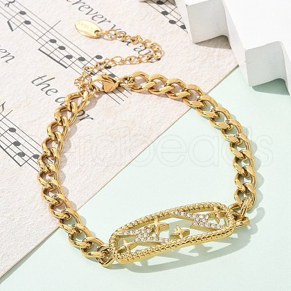 Rectangle 304 Stainless Steel Bracelets BJEW-R011-01G-01-1