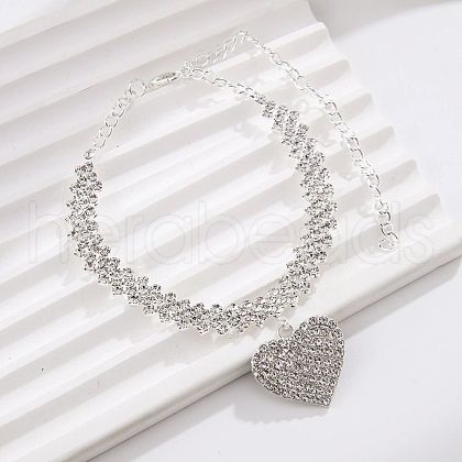 Heart Brass Full Crystal Rhinestone Charm Anklets for Women FS-WGD5A5F-01-1