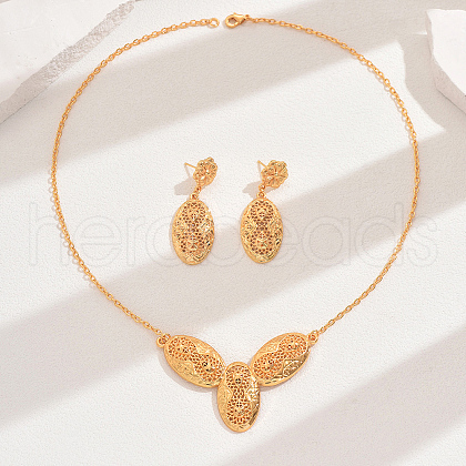 Vintage Fashionable Iron Oval Earrings & Necklaces Sets for Women PO3797-3-1