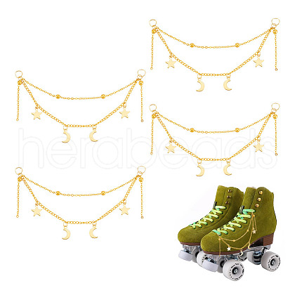 50Pcs Star & Moon Stainless Steel Charms Shoe Chain AJEW-PH01579-1