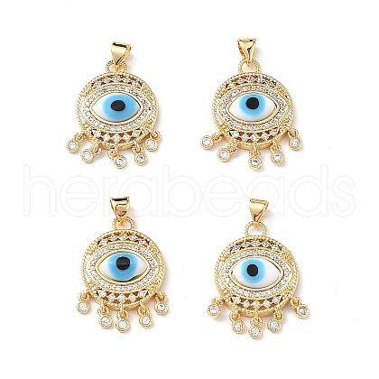 Lampwork Evil Eye Pendants with Colorful Cubic Zirconia ZIRC-L102-14G-02-1