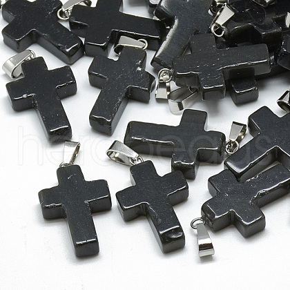 Dyed & Heated Natural Black Agate Pendants G-T080-07-1