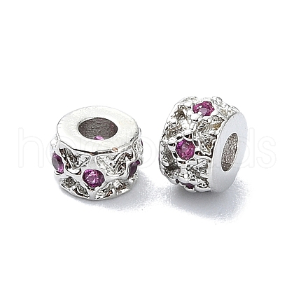 Rack Plating Brass Micro Pave Clear Cubic Zirconia Beads KK-U014-08P-1