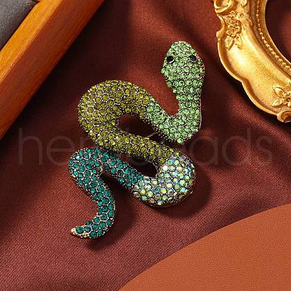 Snake Alloy Rhinestone Brooches for Backpack Clothes JEWB-M069-01AG-01-1