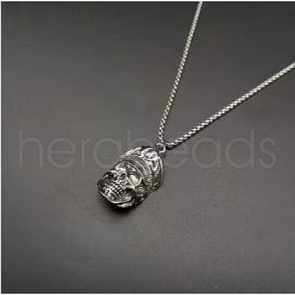 Alloy Ruby Rhinestone Pendant 667 Stainless Steel Chain Necklaces FS-WG7010E-06-1